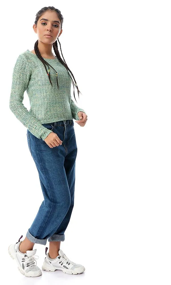 56056 Light Chunky Knit Multicolour Crew Pullover