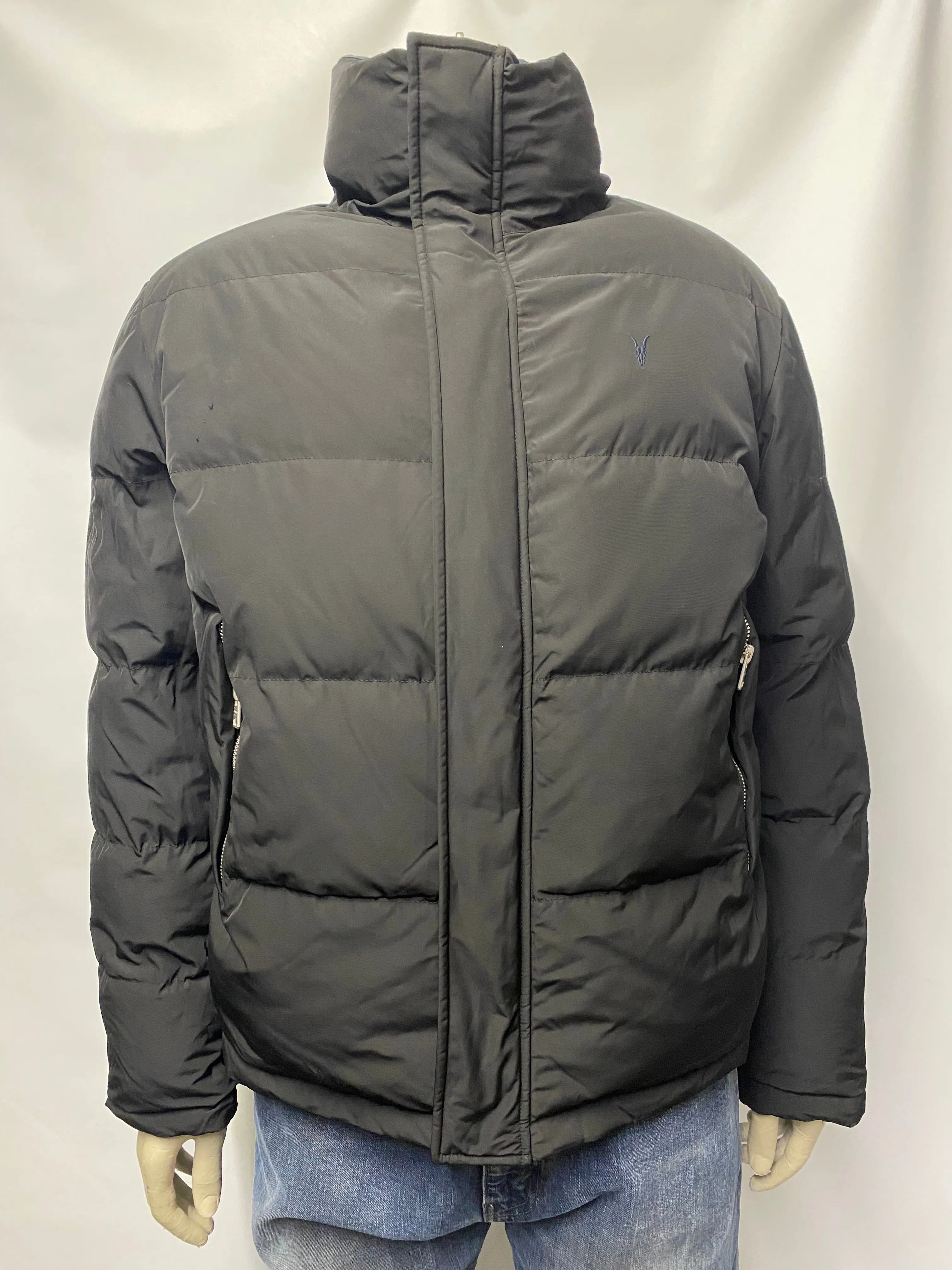 AllSaints Black and Blue Reversible Puffer Jacket Medium