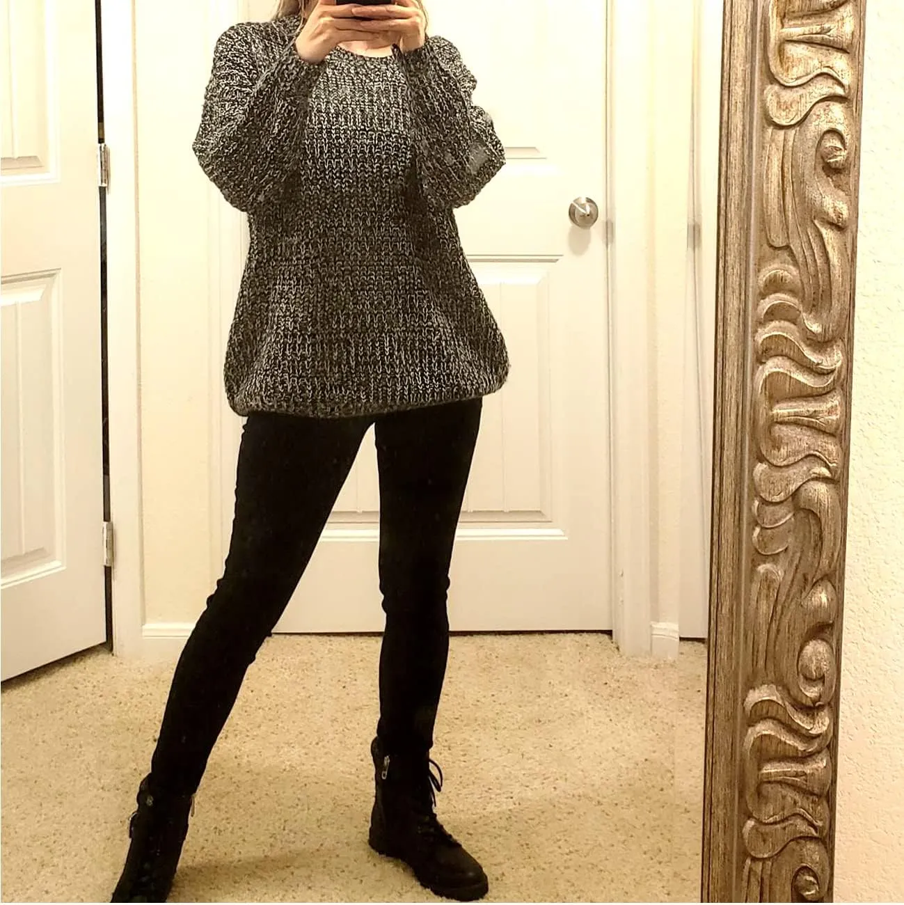 ARJOSA Women's Fall Sweaters Pullover Oversized Crew Neck Long Sleeve Knit Sweater Tunic Tops