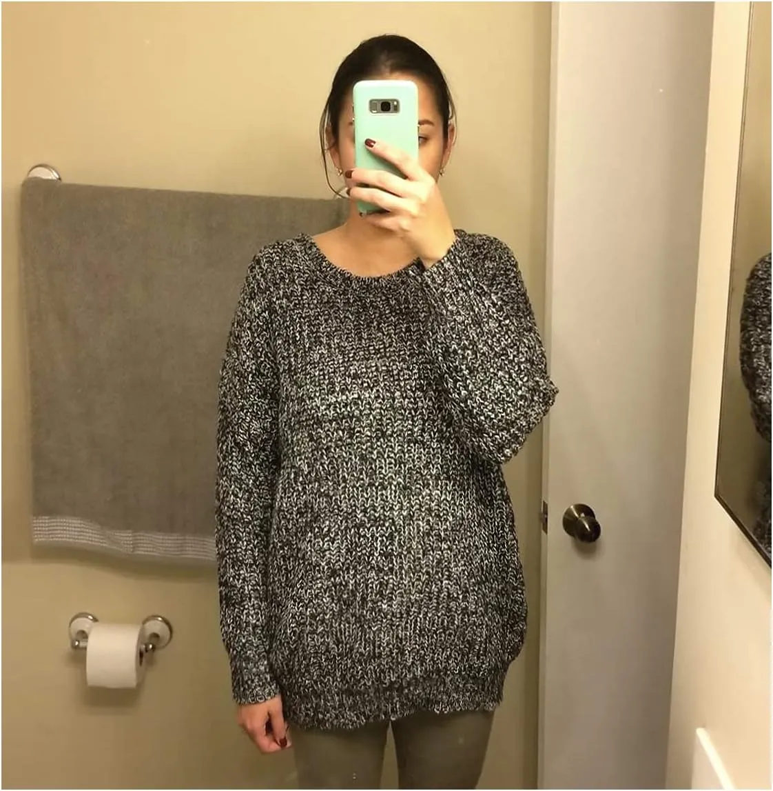 ARJOSA Women's Fall Sweaters Pullover Oversized Crew Neck Long Sleeve Knit Sweater Tunic Tops