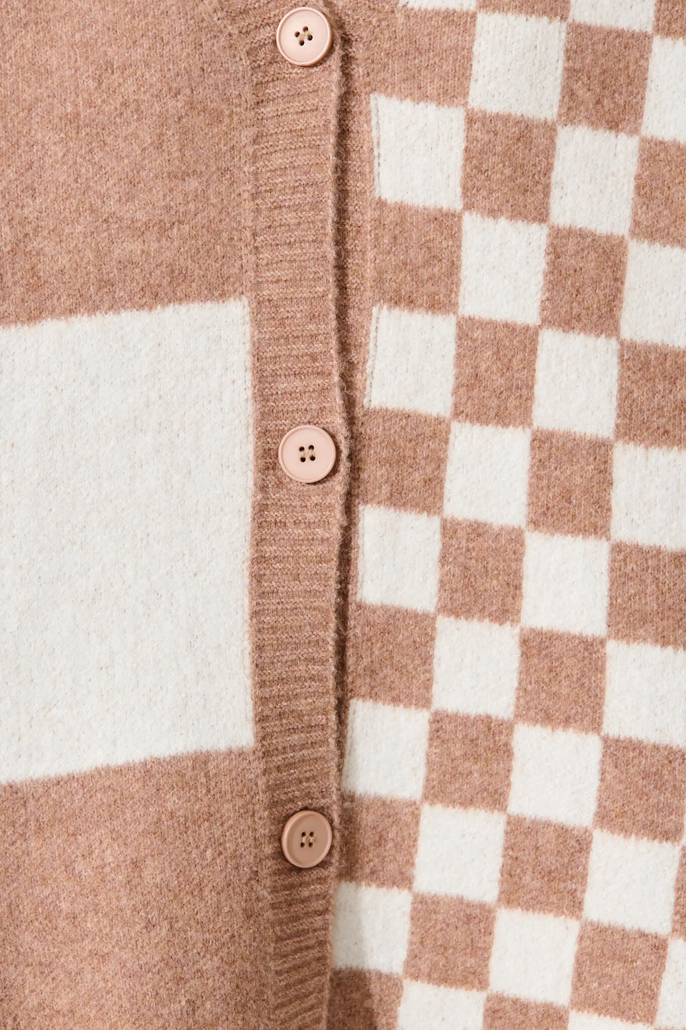 Calina Knit Cardigan In Brown Check