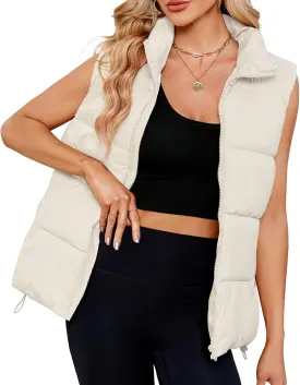 Century Star Puffer Vest for Women's Outerwear Vests Puffy Oversized 2024 Quilted Vest Tops Jackets Coat with Pockets