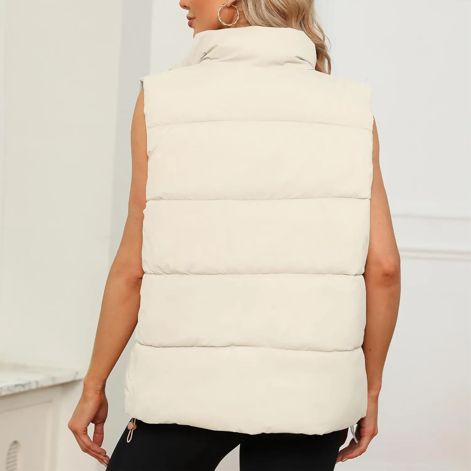 Century Star Puffer Vest for Women's Outerwear Vests Puffy Oversized 2024 Quilted Vest Tops Jackets Coat with Pockets