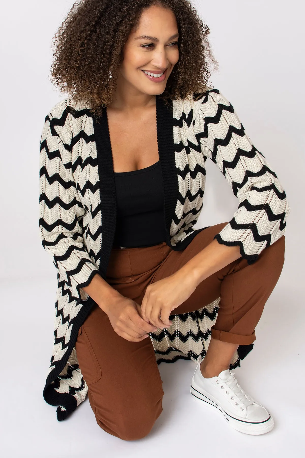 Contrast Zig Zag Cardigan