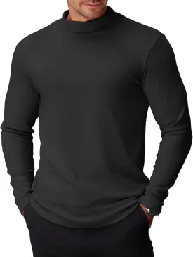 COOFANDY Mens Mock Turtleneck Long Sleeve Shirts Basic Thermal Turtle Neck Undershirt Lightweight Pullover Sweaters Top
