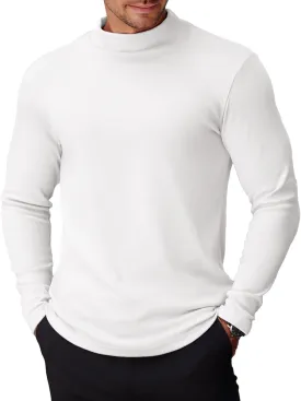 COOFANDY Mens Mock Turtleneck Long Sleeve Shirts Basic Thermal Turtle Neck Undershirt Lightweight Pullover Sweaters Top