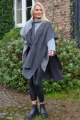 Eilidh-Rose Knitted Cape Mid Grey