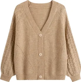 GABERLY Button Down Thickened Sweaters V Neck Open Front Loose Oversized Cardigans Knit Outwear for Women