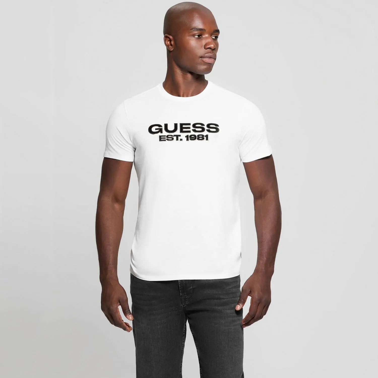 GUESS Men's Eco Basic Velvet Logo Tee