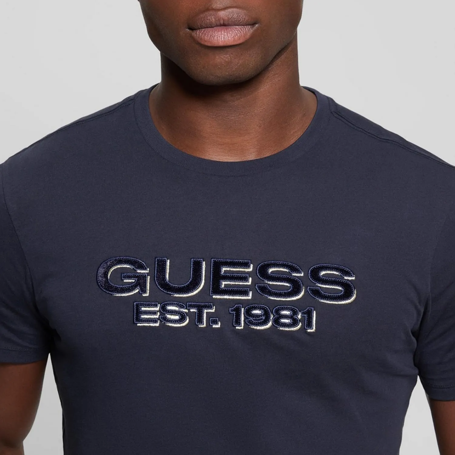 GUESS Men's Eco Basic Velvet Logo Tee