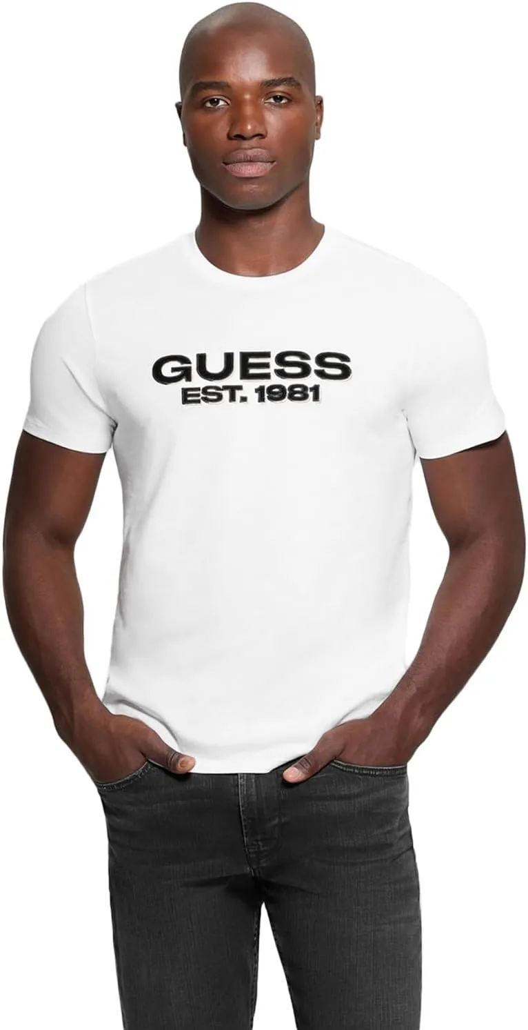 GUESS Men's Eco Basic Velvet Logo Tee