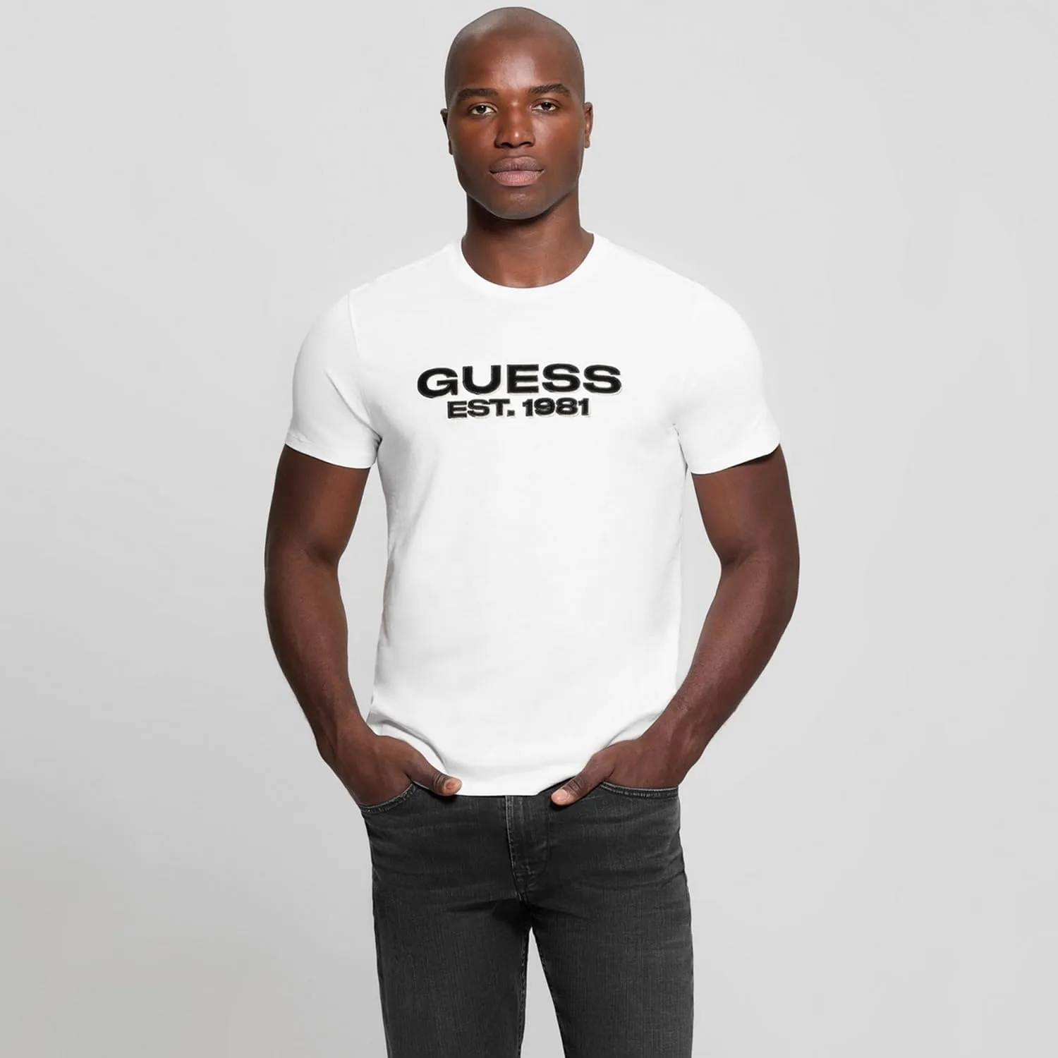 GUESS Men's Eco Basic Velvet Logo Tee