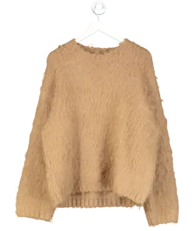 H&M Beige Fuzzy Knit Oversize Jumper UK M