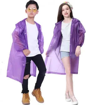 Kids Rain Jacket, 2 Pack Rain Ponchos for Kids - Reusable Raincoats for Boys and Girls Waterproof Outdoor Rain Gear