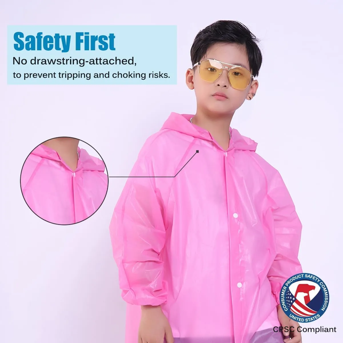 Kids Rain Jacket, 2 Pack Rain Ponchos for Kids - Reusable Raincoats for Boys and Girls Waterproof Outdoor Rain Gear