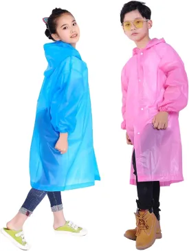 Kids Rain Jacket, 2 Pack Rain Ponchos for Kids - Reusable Raincoats for Boys and Girls Waterproof Outdoor Rain Gear