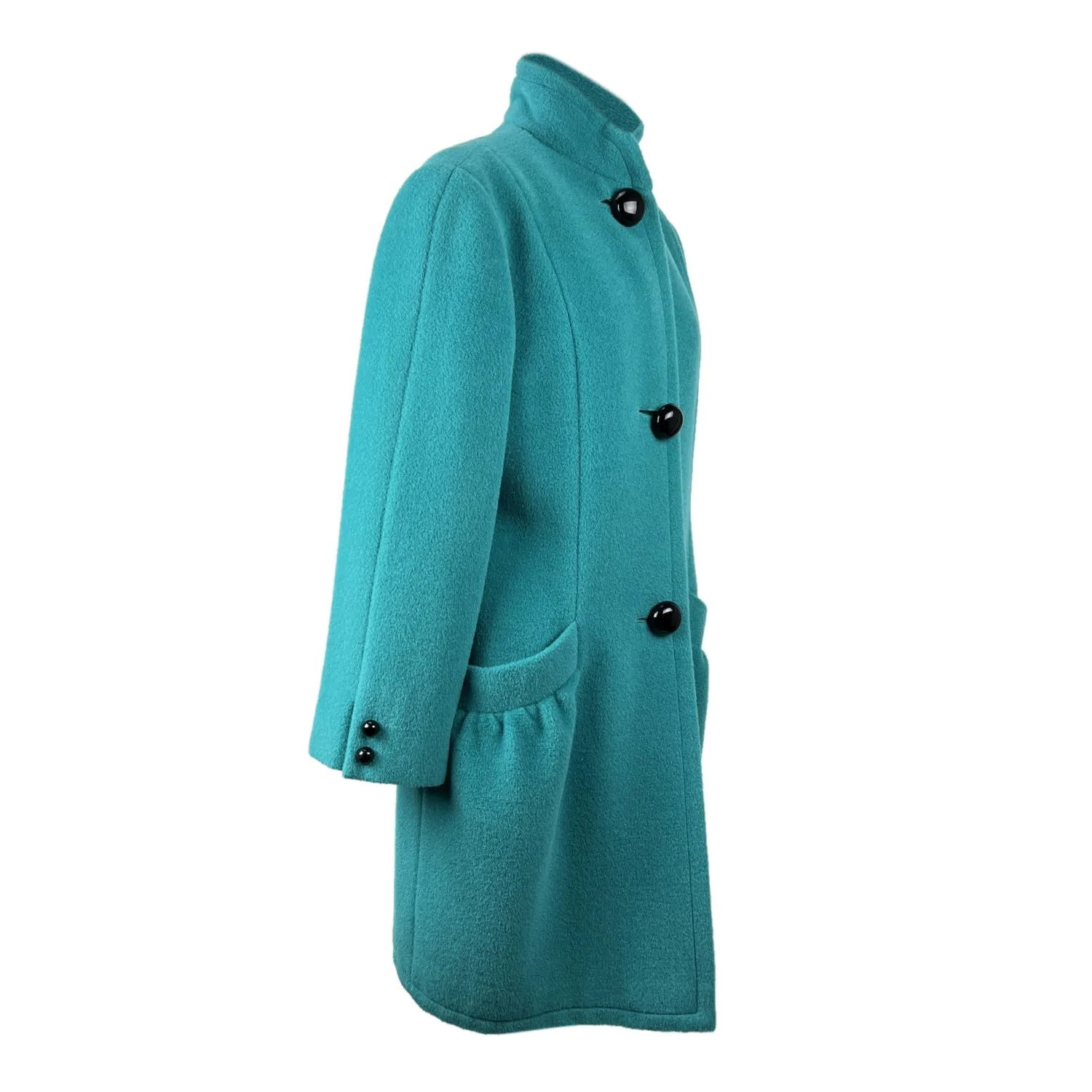 Krizia Vintage Turquoise Wool Blend Mid Lenght Coat Size 40 IT