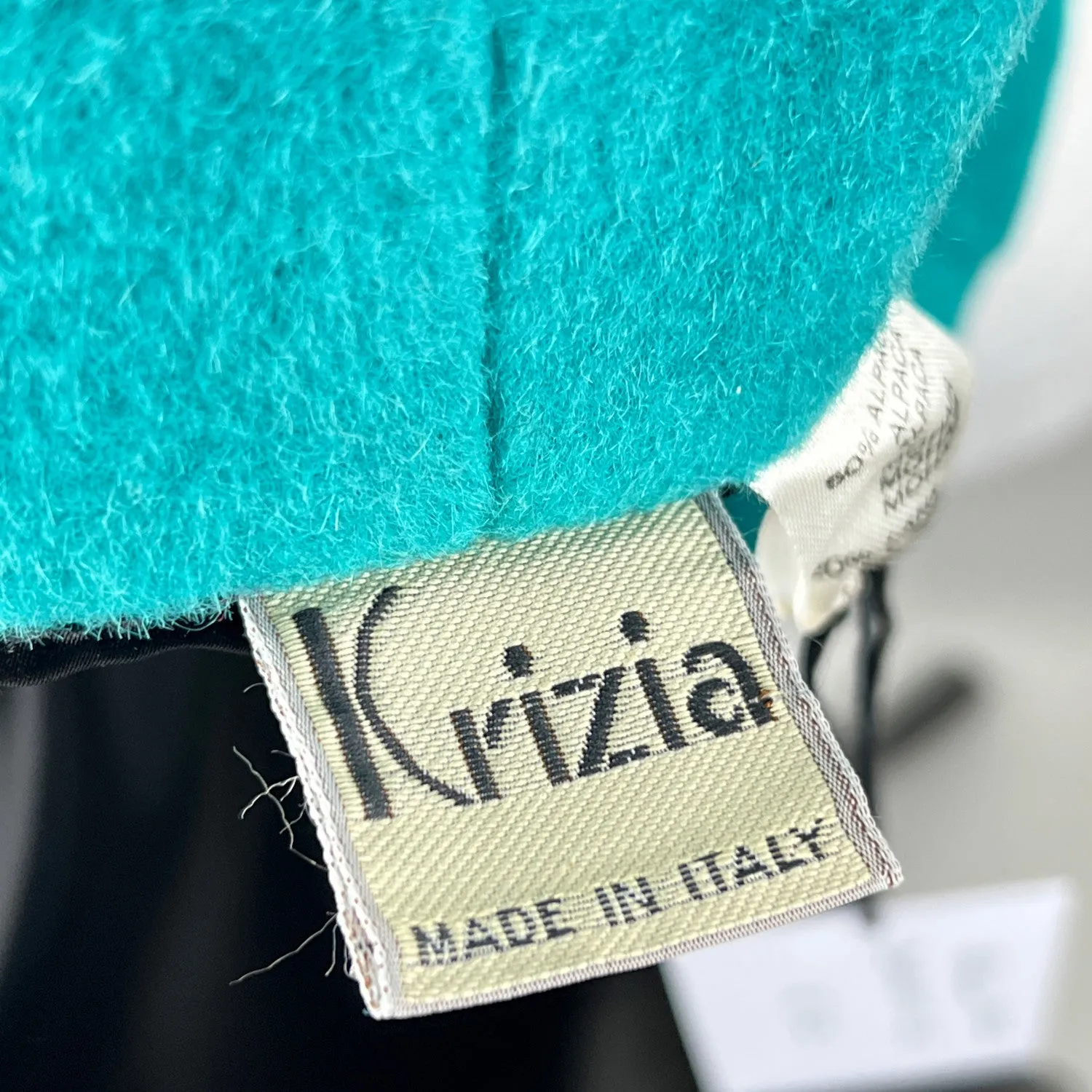 Krizia Vintage Turquoise Wool Blend Mid Lenght Coat Size 40 IT