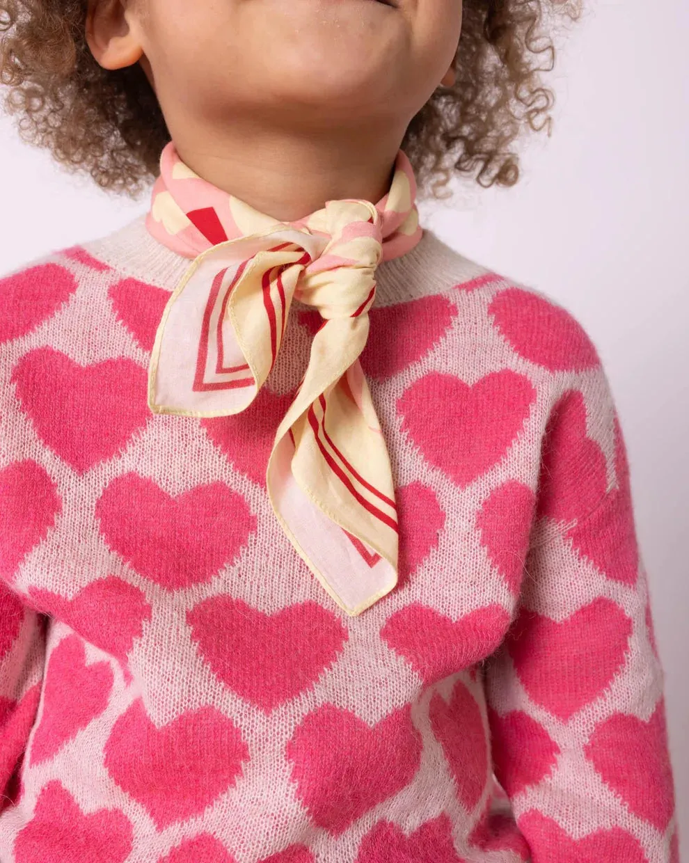 Lovely Knit Hearts Sweater in Cream/Pink