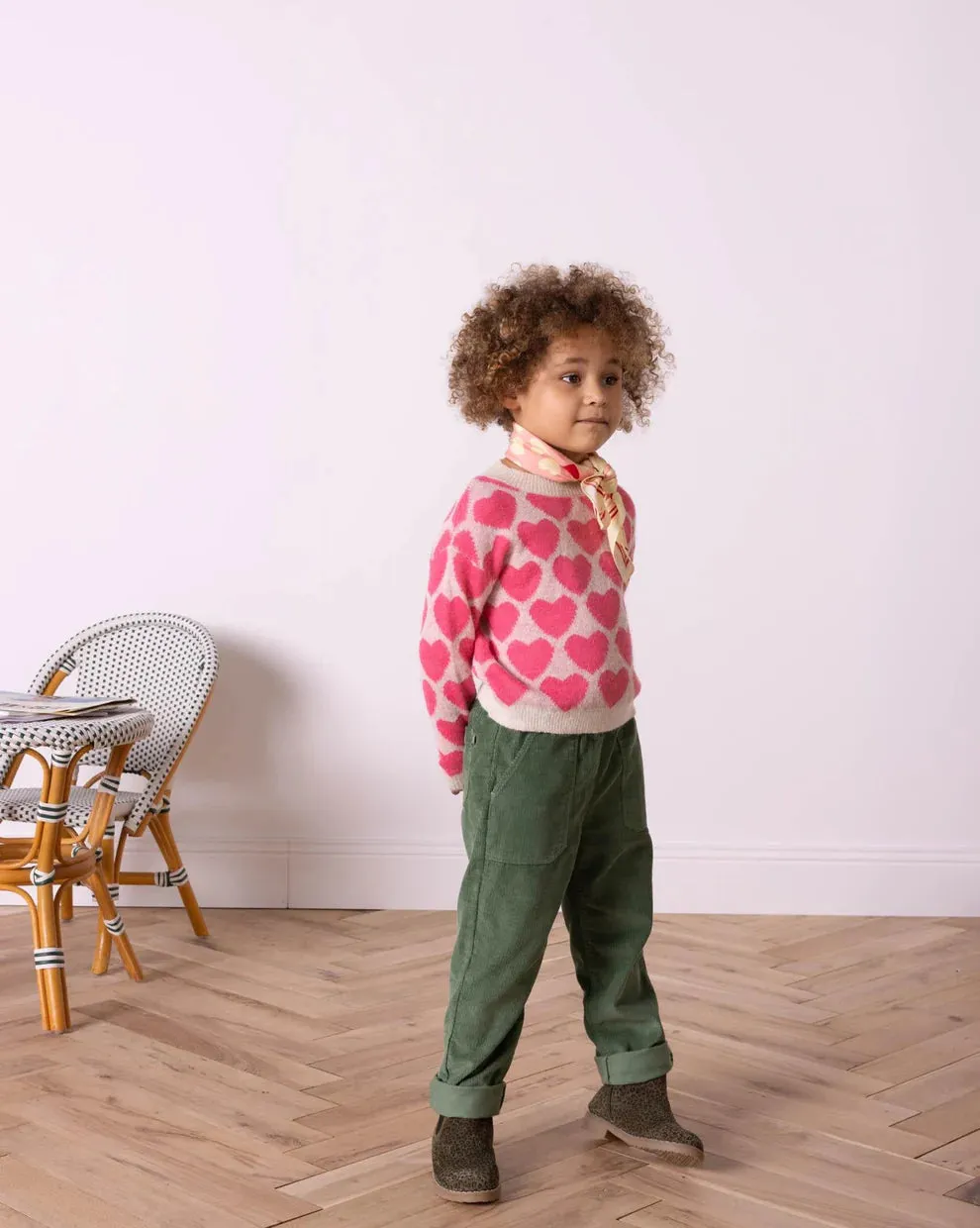 Lovely Knit Hearts Sweater in Cream/Pink