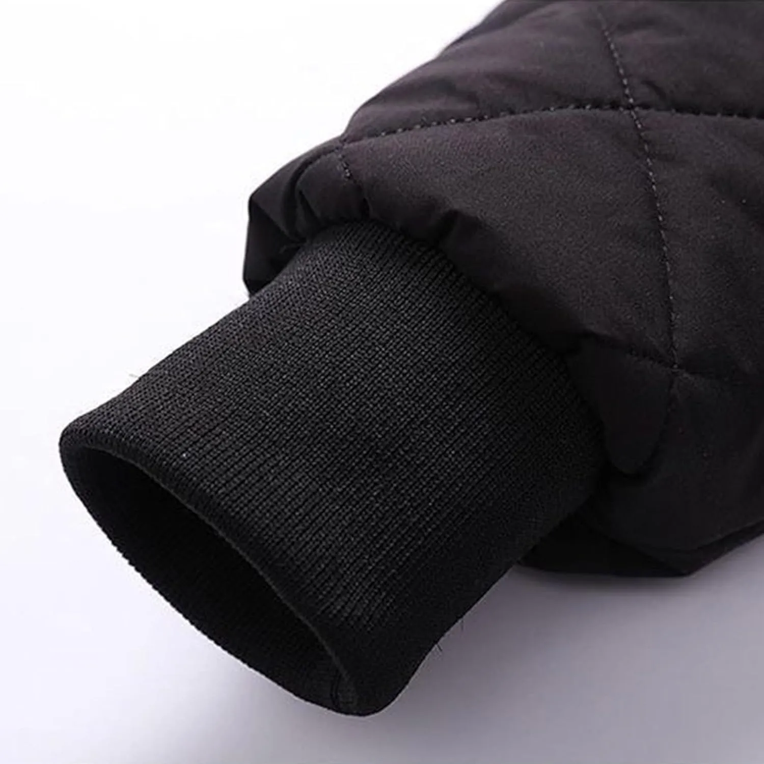 Men's Fleece Lined Quilted Jackets Winter Parka Stand Collar Padded Jackets Casual Windproof Bomber Coat