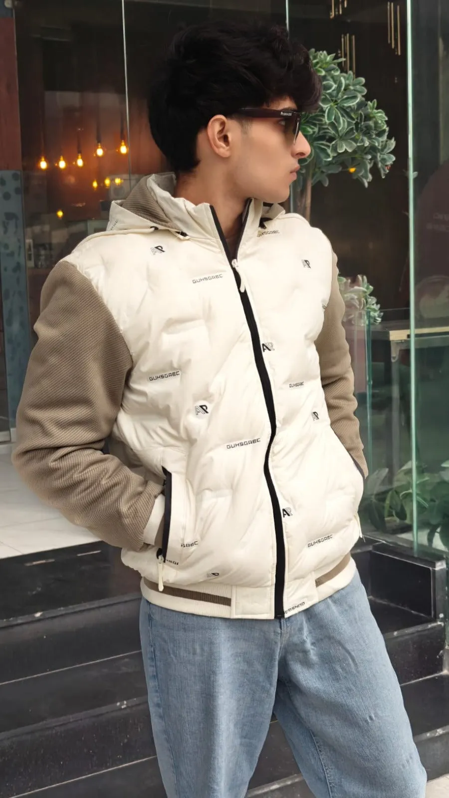 mens impoted white Versace puffer jacket