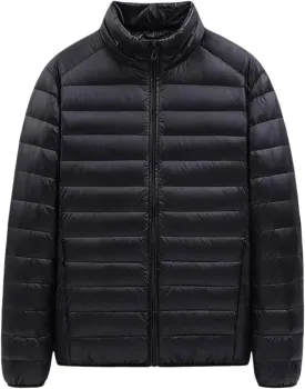 Mens Winter Lightweight Down Jacket Plus Size Packable Insulated Puffer Jackets Casual Full Zip Puffy Fleece Quilted Coats