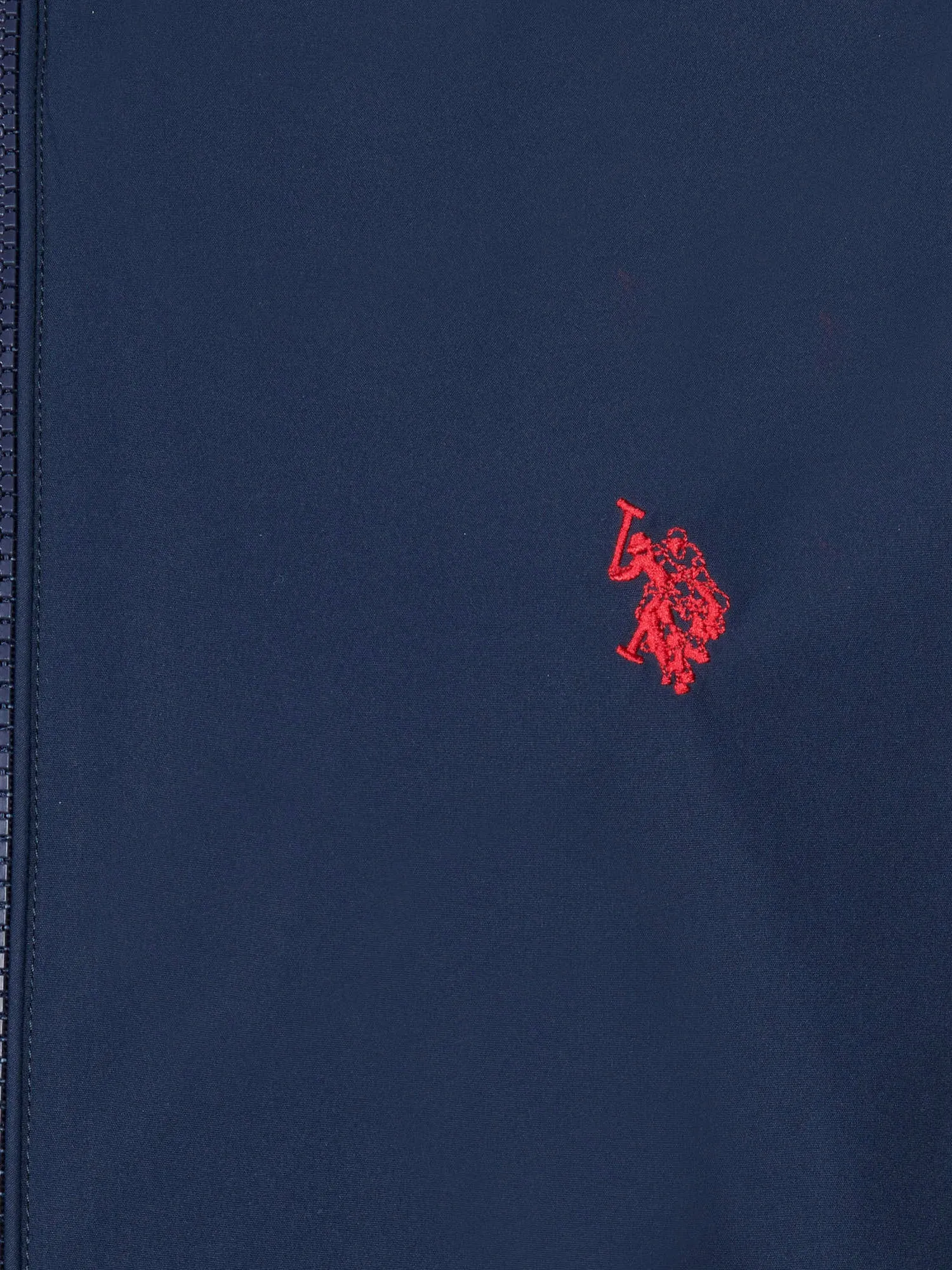 Mens Zip-Through Hooded Coat in Navy Blazer / Haute Red