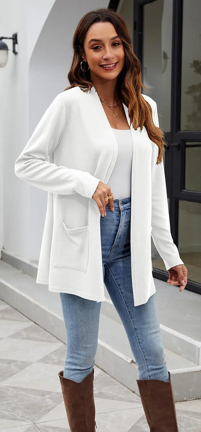 Newchoice Womens Lightweight Long Sleeve Cardigans with Pockets Casual Soft Open Front Sweater Cardigan Duster