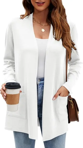 Newchoice Womens Lightweight Long Sleeve Cardigans with Pockets Casual Soft Open Front Sweater Cardigan Duster