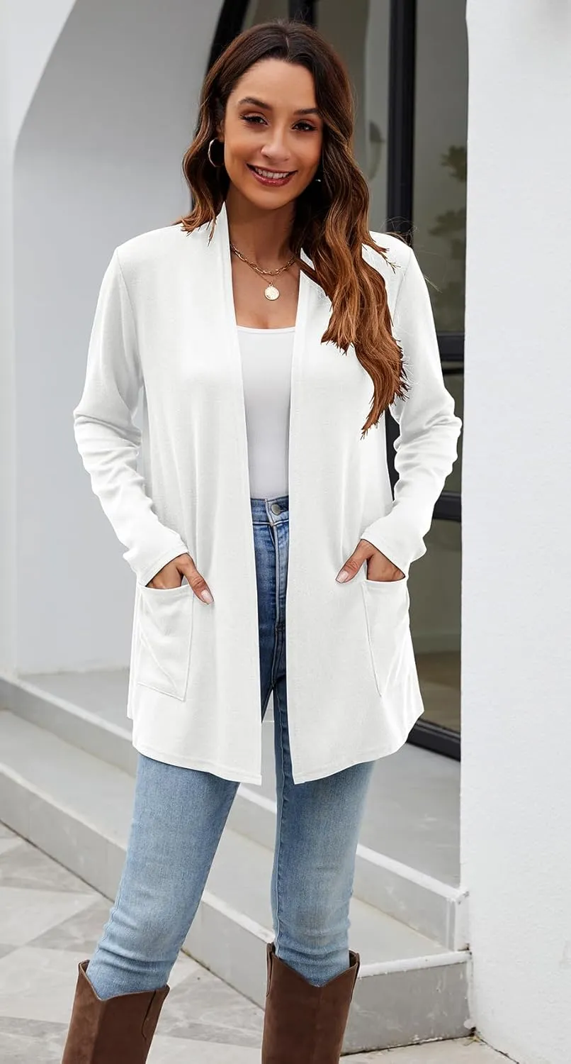 Newchoice Womens Lightweight Long Sleeve Cardigans with Pockets Casual Soft Open Front Sweater Cardigan Duster