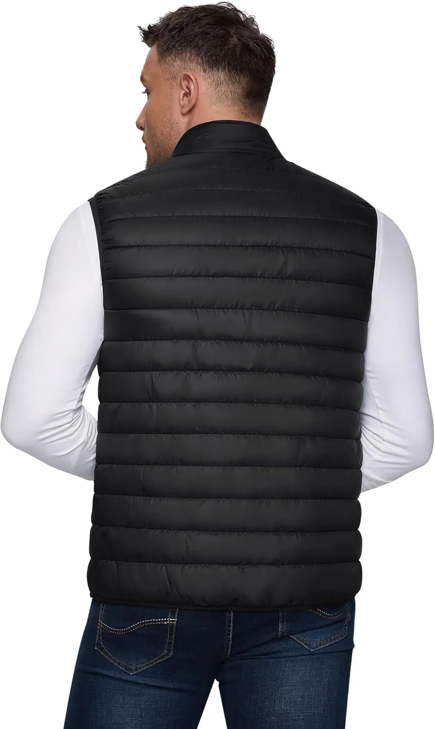 Outdoor Ventures Men's Lightweight Puffer Vest Outerwear Warm Quilted Sleeveless Packable Winter Jacket for Hiking Running