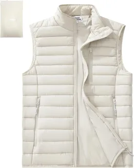 Outdoor Ventures Men's Lightweight Puffer Vest Outerwear Warm Quilted Sleeveless Packable Winter Jacket for Hiking Running