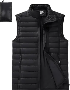 Outdoor Ventures Men's Lightweight Puffer Vest Outerwear Warm Quilted Sleeveless Packable Winter Jacket for Hiking Running
