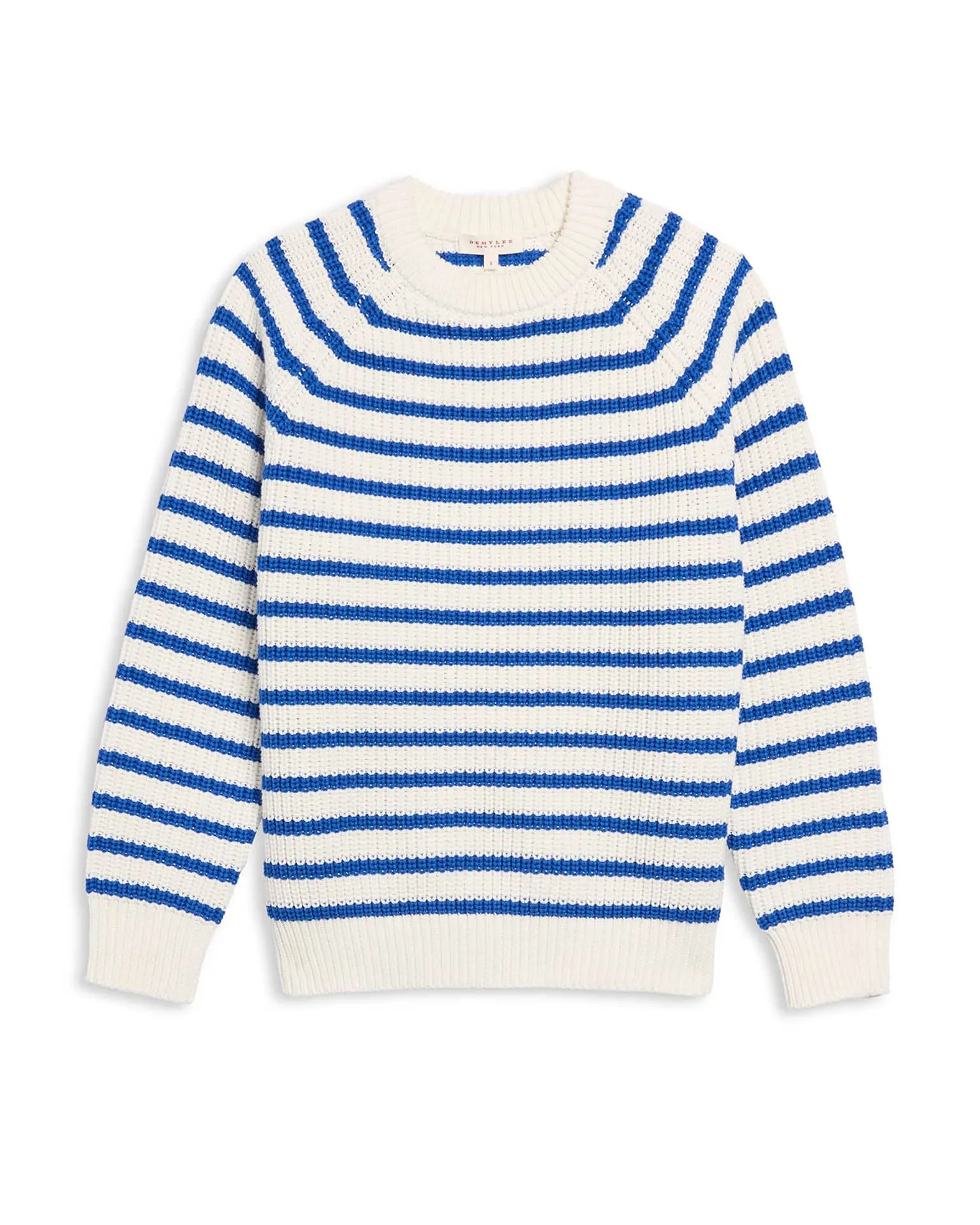 Phoebe Stripe Cotton Sweater in Off White/Blue