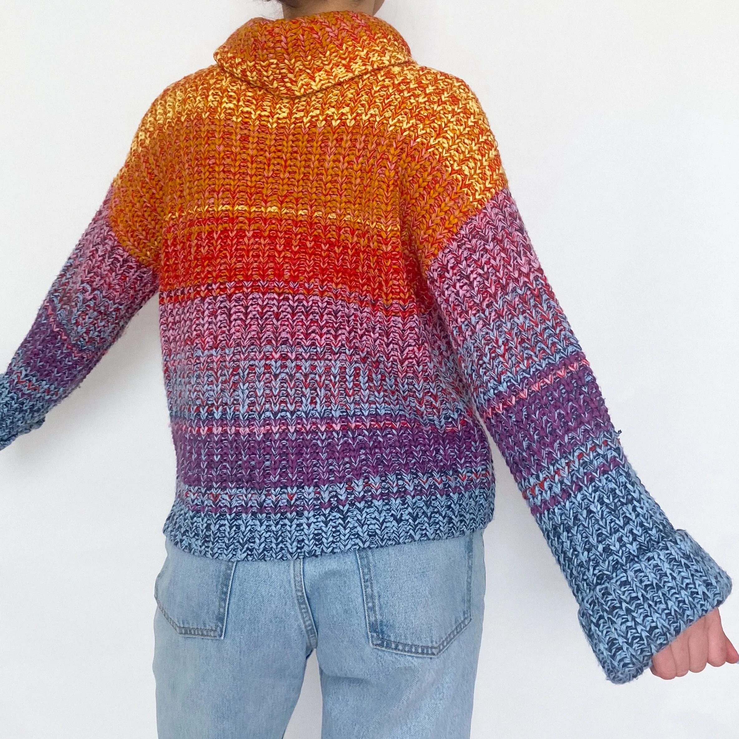 Rainbow Knit Turtleneck Sweater