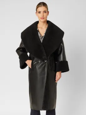 Shawl Collar Faux Shearling Coat