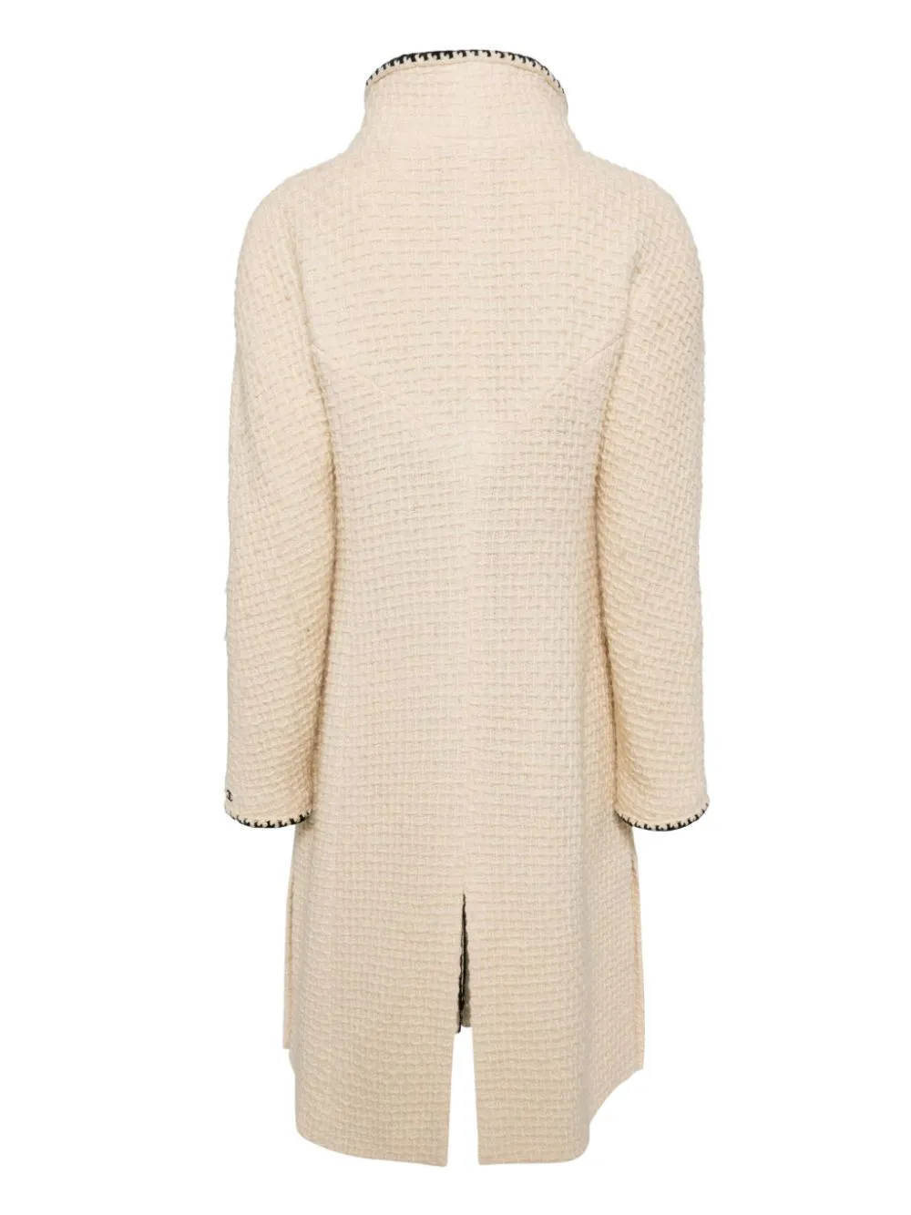 Stand-Collar Bouclé Midi Coat