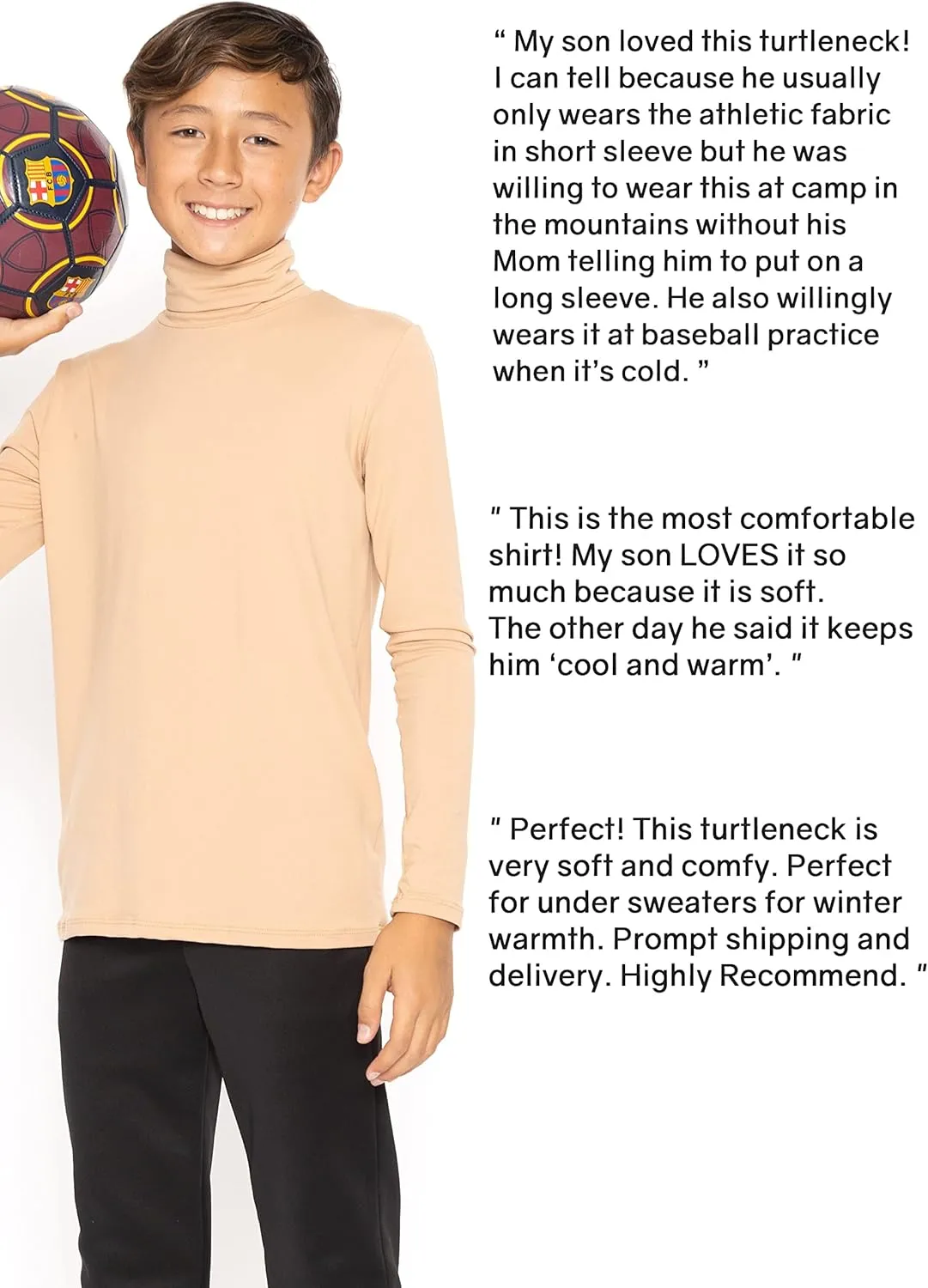 STRETCH IS COMFORT Oh So Soft Boy's Long Sleeve Poly Spandex Turtleneck
