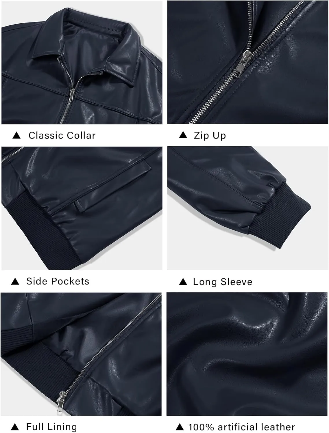 Tankaneo Womens Faux Leather Jackets Oversized Bomber Casual Fall Fashion Zip Up Moto Biker Coats