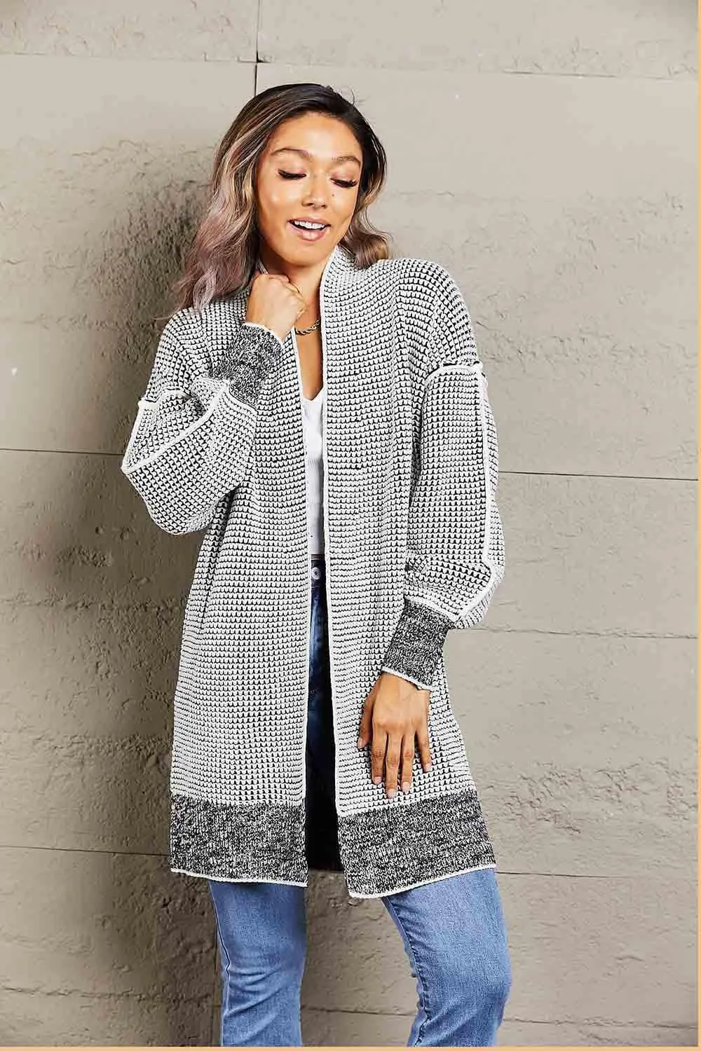 Tanya Heathered Open Front Longline Cardigan