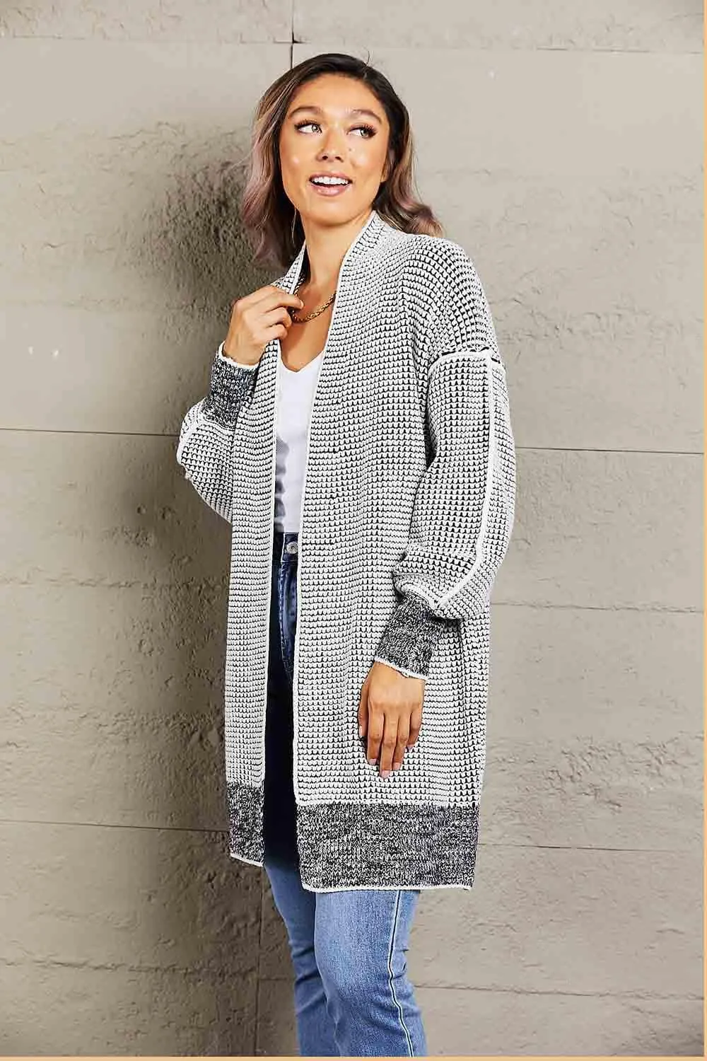 Tanya Heathered Open Front Longline Cardigan