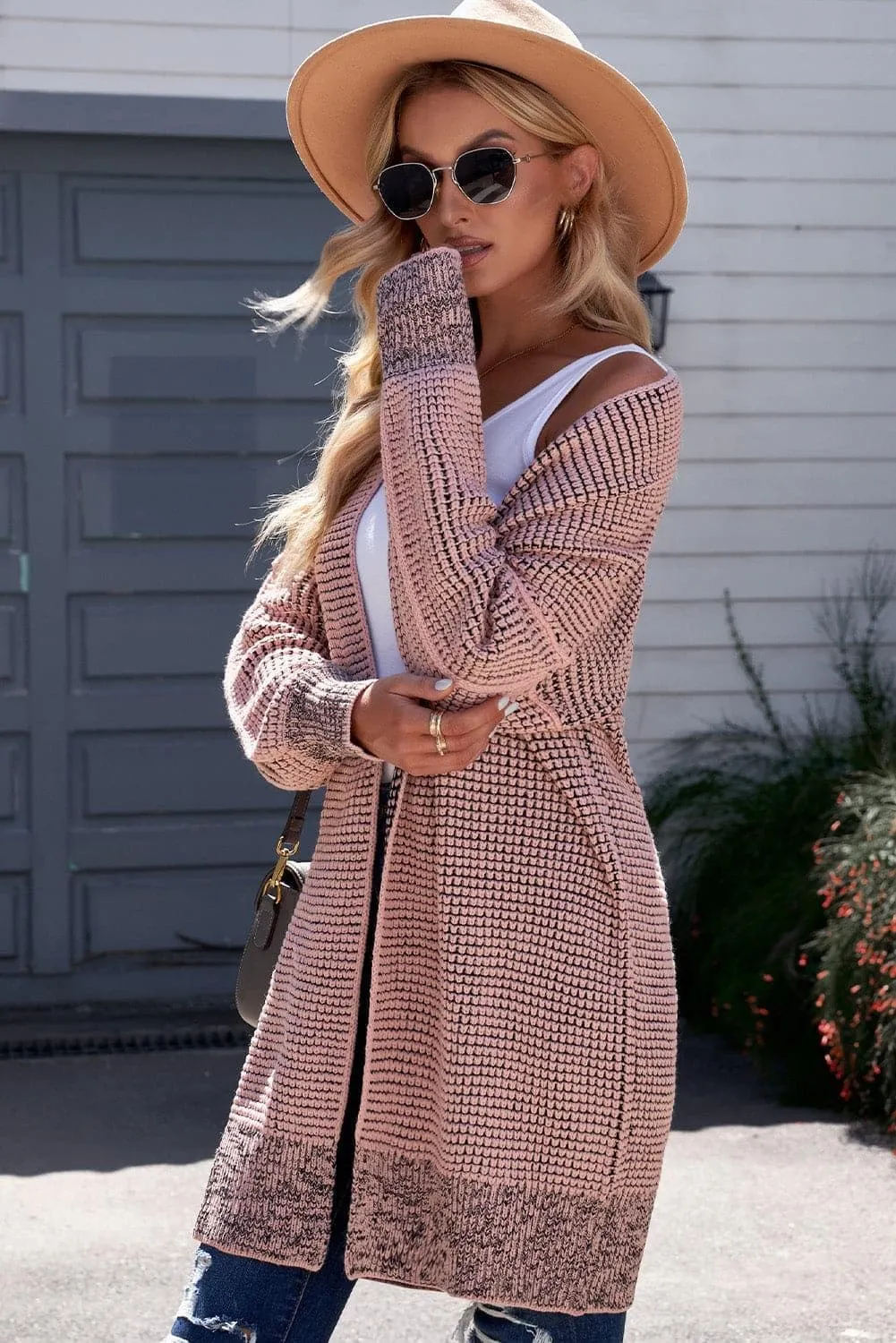 Tanya Heathered Open Front Longline Cardigan