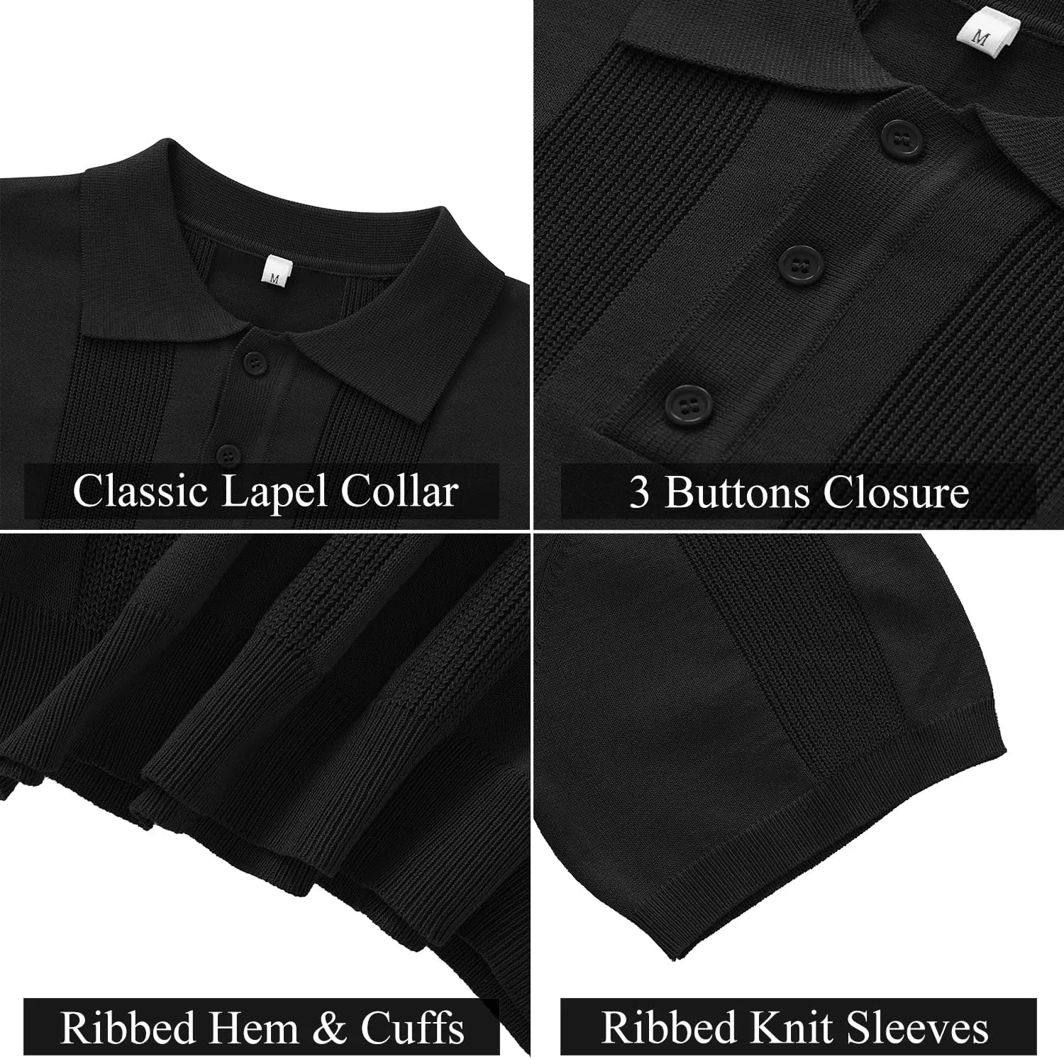Vssjavun Mens Knit Polo Shirts Short Sleeve Textured Knitted Shirt Casual Golf Polo T Shirt