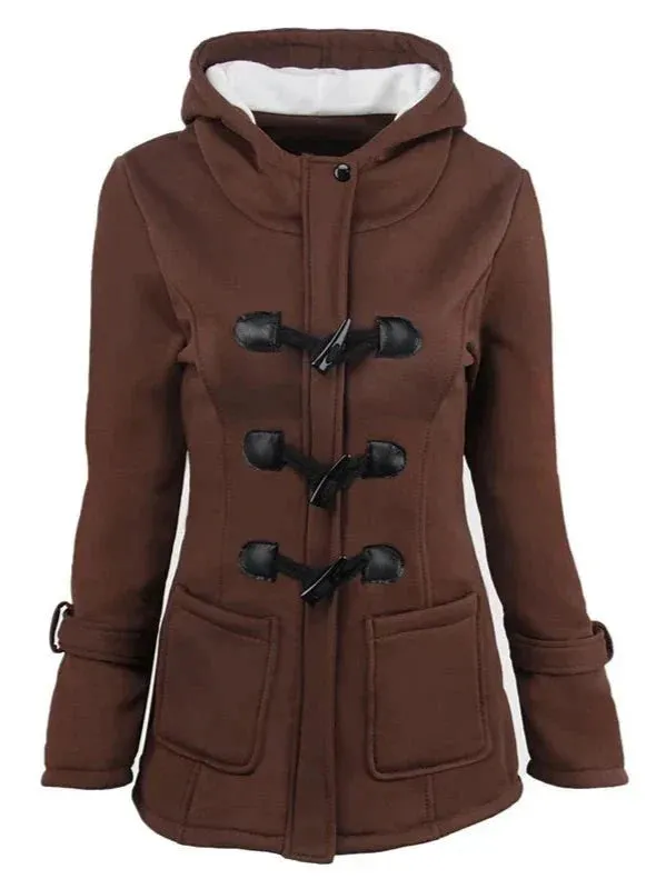 Wenkouban-Winter outfits Christmas Casual Horn Button Zipper Winter Hooded Coat