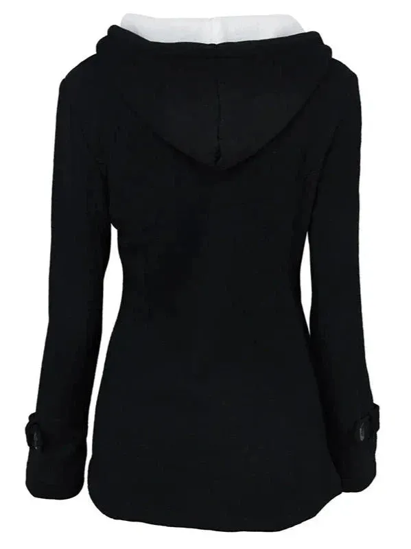 Wenkouban-Winter outfits Christmas Casual Horn Button Zipper Winter Hooded Coat
