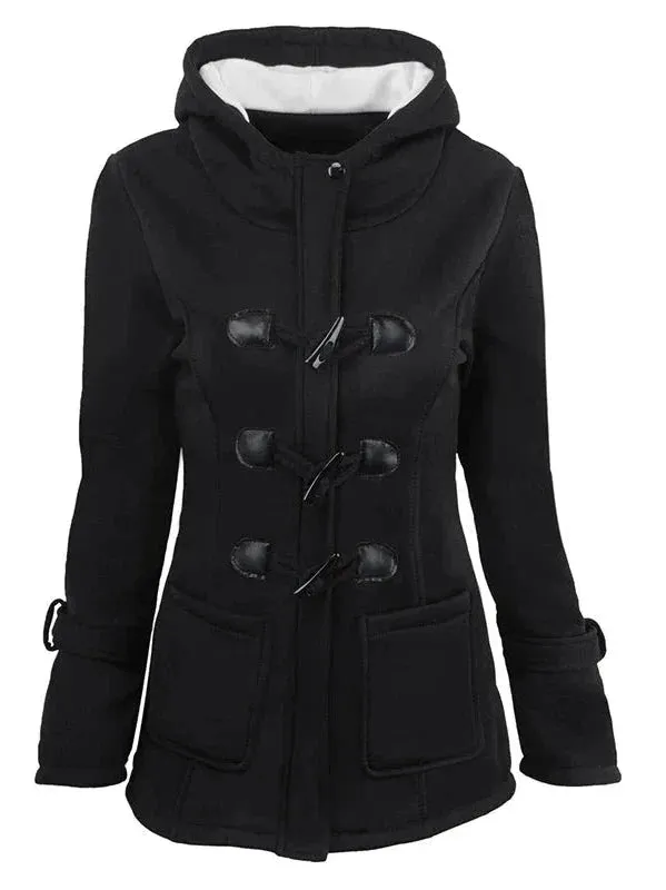 Wenkouban-Winter outfits Christmas Casual Horn Button Zipper Winter Hooded Coat