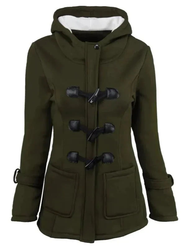 Wenkouban-Winter outfits Christmas Casual Horn Button Zipper Winter Hooded Coat