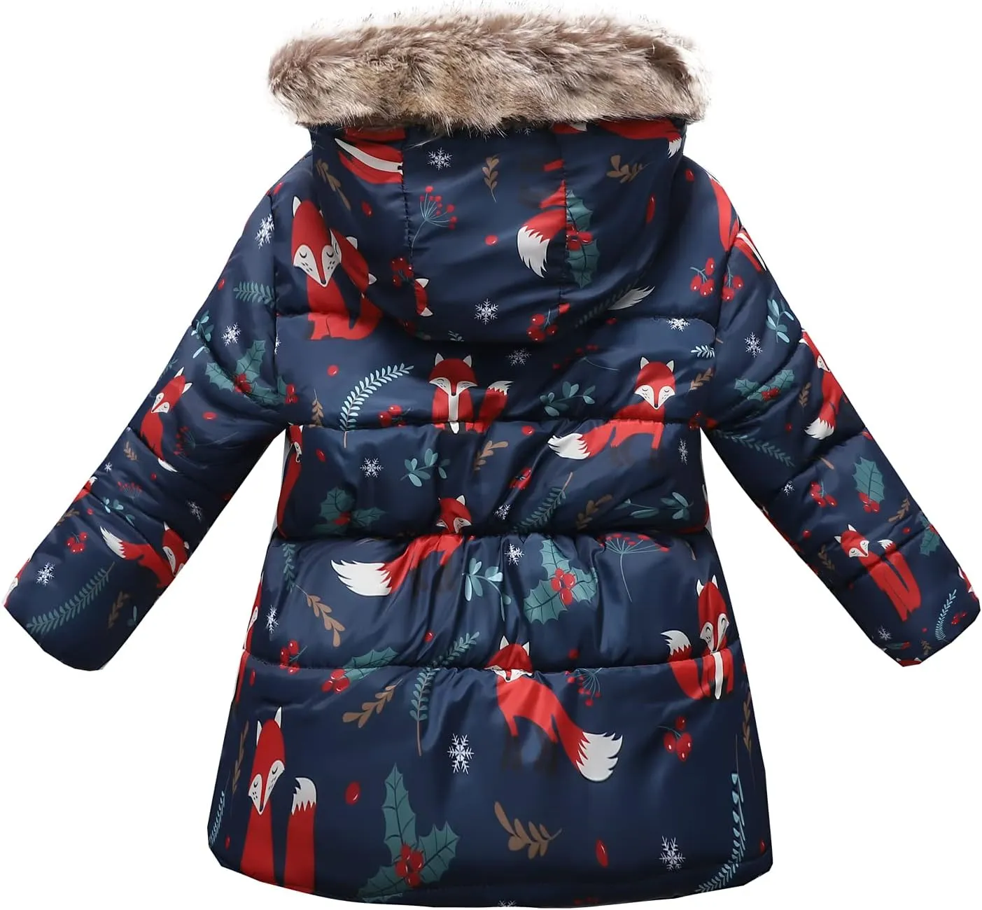 Winter Coats For Girls Hooded Waterproof Floral Printed Kids Toddler Warm Snow Jacket