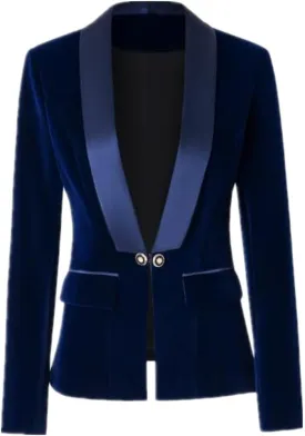 Winter Velvet Women Blazer Jacket Coat Evening Party Christmas Sparkly Cardigan Coat